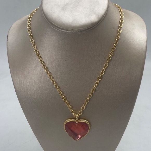 NWT JULIE VOS IRIDESCENT BLUSH PINK HEART GLASS PENDANT LONG NECKLACE - … - Picture 6 of 11